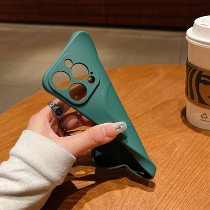 For iPhone 16e Solid Color Liquid Silicone MagSafe Magnetic Phone Case(Dark Green) by bashfashion