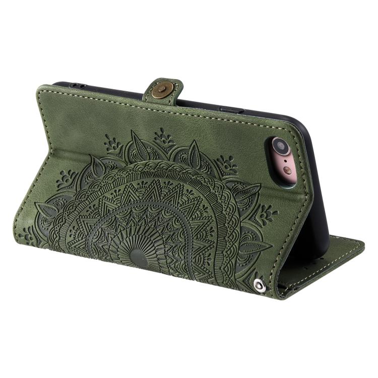 For iPhone 16e Skin Feel Totem Embossed Leather Phone Case(Deep Green) by bashfashion