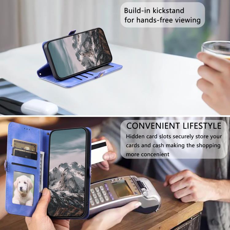 For iPhone 16e Skin Feel Totem Embossed Leather Phone Case(Purple) by bashfashion