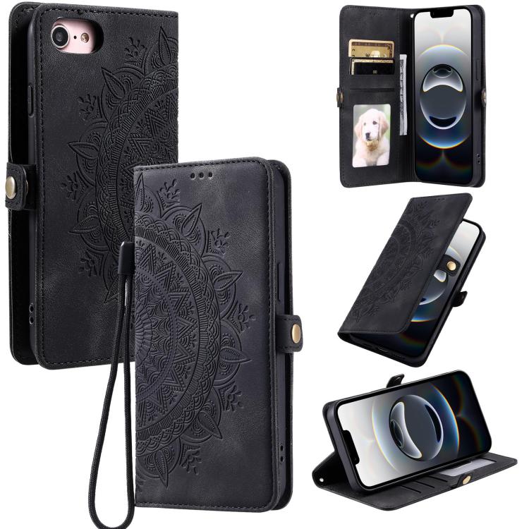 For iPhone 16e Skin Feel Totem Embossed Leather Phone Case(Black) by bashfashion
