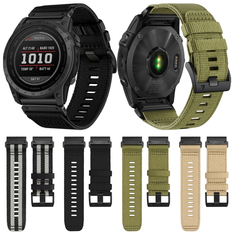 For Garmin Fenix 7X Nylon Canvas Quick Release Watch Band(Black Grey) by bashfashion