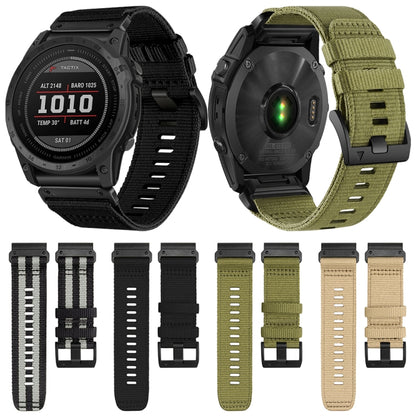 For Garmin Fenix 7X Nylon Canvas Quick Release Watch Band(Black Grey) by bashfashion
