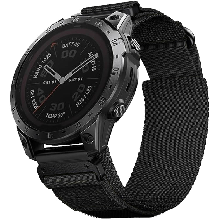 For Garmin Fenix 7X Nylon Loop Hook And Loop Fastener Quick Release Watch Band(Black) by bashfashion