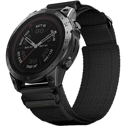 For Garmin Fenix 7X Nylon Loop Hook And Loop Fastener Quick Release Watch Band(Black) by bashfashion