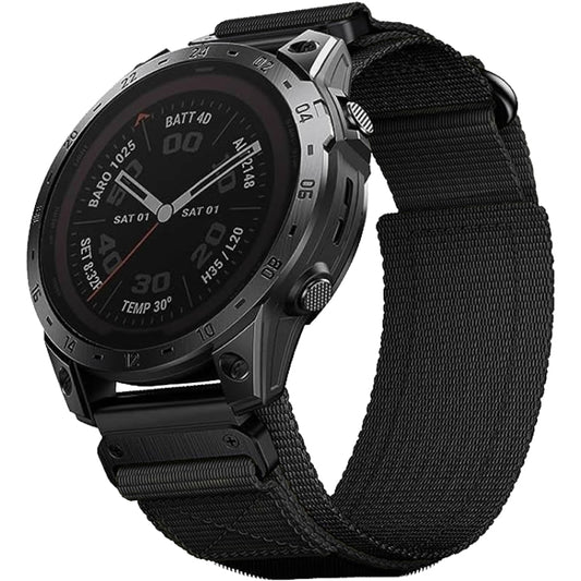 For Garmin Fenix 7X Nylon Loop Hook And Loop Fastener Quick Release Watch Band(Black) by bashfashion