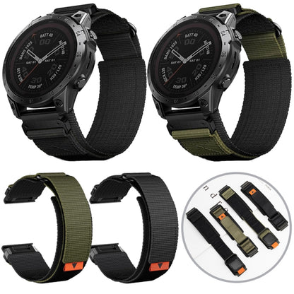 For Garmin Fenix 7X Nylon Loop Hook And Loop Fastener Quick Release Watch Band(Black) by bashfashion