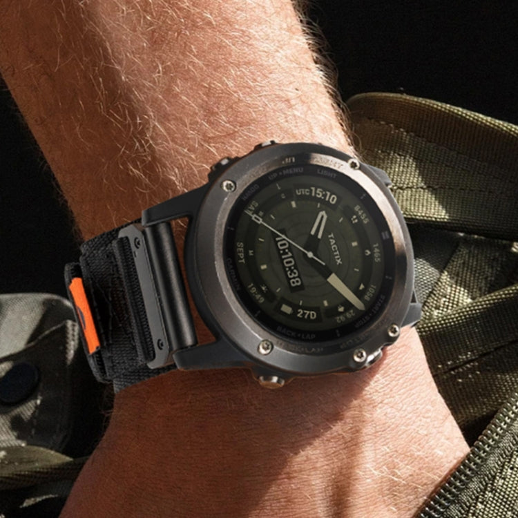 For Garmin Fenix 7X Nylon Loop Hook And Loop Fastener Quick Release Watch Band(Black) by bashfashion