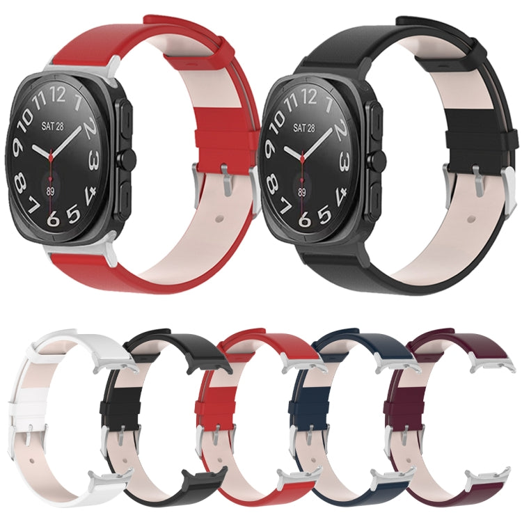 For Samsung Galaxy Watch Ultra 47mm / Ultra 2025 Stainless Steel Silver Buckle Leather Watch Band(Red) by bashfashion