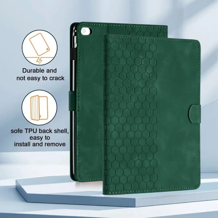For iPad mini 5 / 4 / 3 / 2 / 1 Honeycomb Embossed Leather Smart Tablet Case(Green) by bashfashion