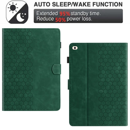 For iPad mini 5 / 4 / 3 / 2 / 1 Honeycomb Embossed Leather Smart Tablet Case(Green) by bashfashion