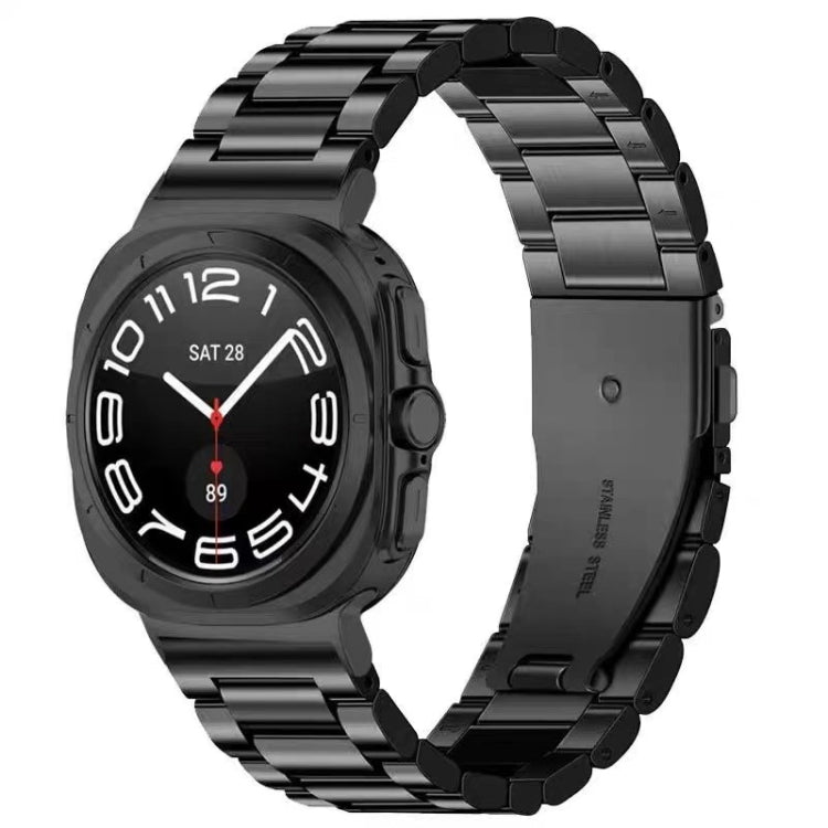 For Samsung Galaxy Watch Ultra 47mm / Ultra 2025 Three Beads Stainless Steel Watch Band(Black) by bashfashion