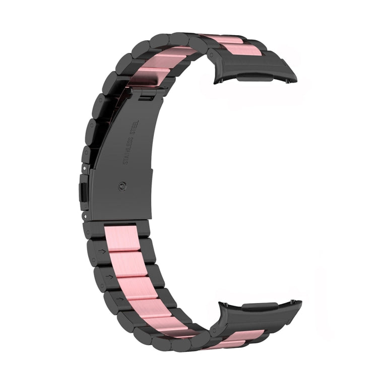 For Samsung Galaxy Watch Ultra 47mm / Ultra 2025 Three Beads Stainless Steel Watch Band(Black Pink Black) by bashfashion