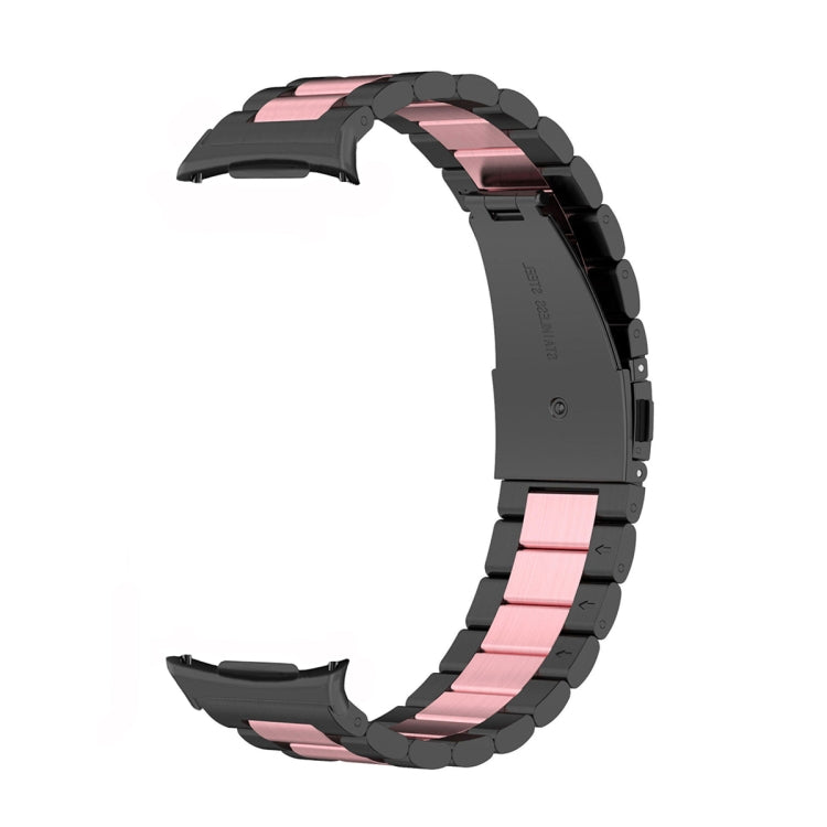 For Samsung Galaxy Watch Ultra 47mm / Ultra 2025 Three Beads Stainless Steel Watch Band(Black Pink Black) by bashfashion