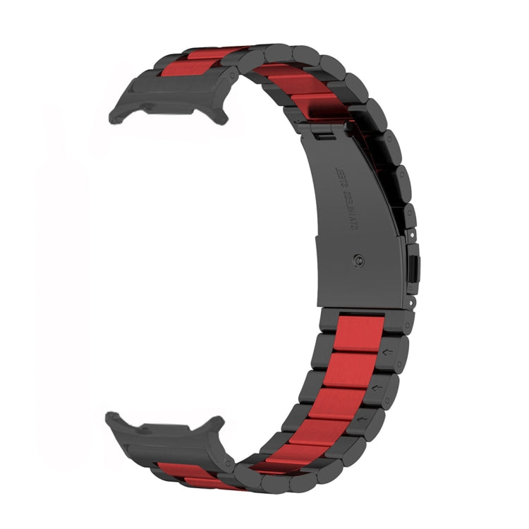 For Samsung Galaxy Watch Ultra 47mm / Ultra 2025 Three Beads Stainless Steel Watch Band(Black Red Black) by bashfashion