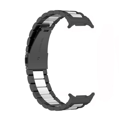 For Samsung Galaxy Watch Ultra 47mm / Ultra 2025 Three Beads Stainless Steel Watch Band(Black Silver Black) by bashfashion