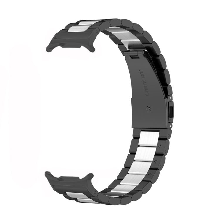 For Samsung Galaxy Watch Ultra 47mm / Ultra 2025 Three Beads Stainless Steel Watch Band(Black Silver Black) by bashfashion