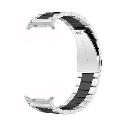 For Samsung Galaxy Watch Ultra 47mm / Ultra 2025 Three Beads Stainless Steel Watch Band(Silver Black Silver) by bashfashion