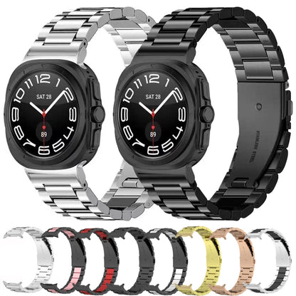 For Samsung Galaxy Watch Ultra 47mm / Ultra 2025 Three Beads Stainless Steel Watch Band(Black) by bashfashion