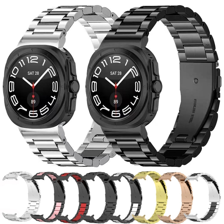 For Samsung Galaxy Watch Ultra 47mm / Ultra 2025 Three Beads Stainless Steel Watch Band(Gold) by bashfashion