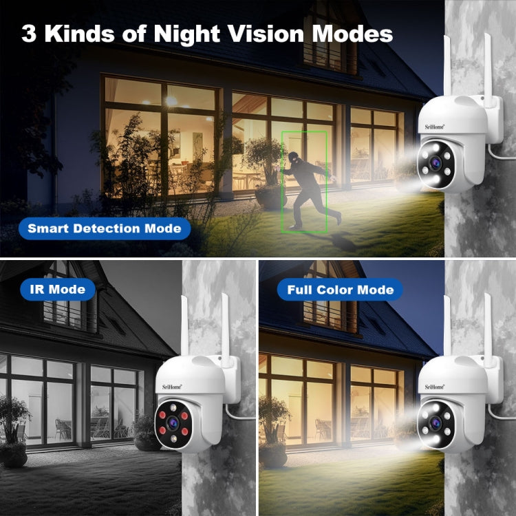SriHome SH061 2MP AI Humanoid Tracking Infrared Night Vision Camera(US Plug) by SriHome