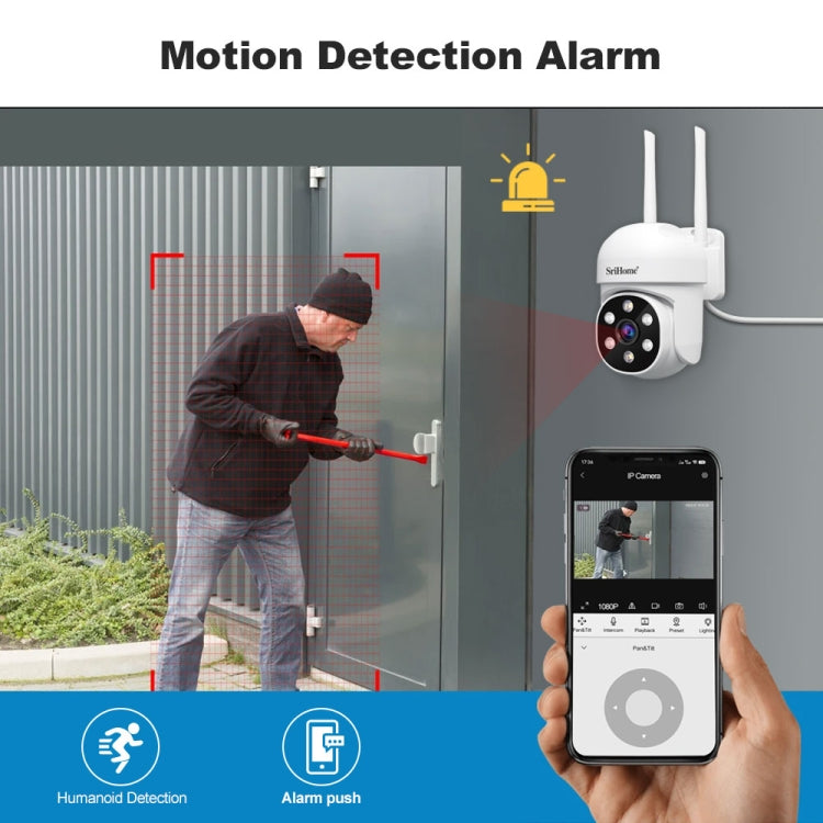 SriHome SH061 2MP AI Humanoid Tracking Infrared Night Vision Camera(UK Plug) by SriHome