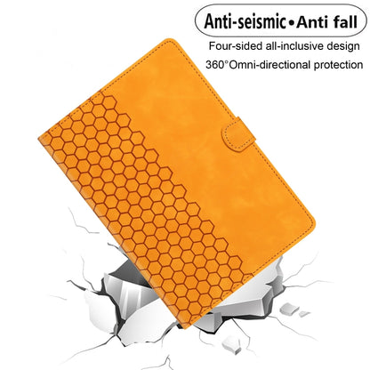 For Samsung Galaxy Tab A11+ / A9+ Honeycomb Embossed Leather Smart Tablet Case(Yellow) by bashfashion