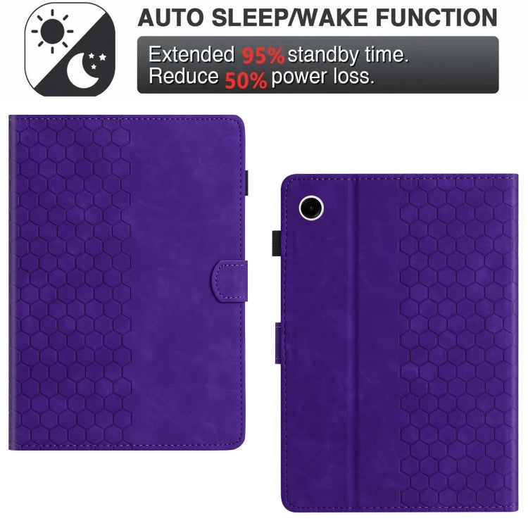 For Samsung Galaxy Tab A11+ / A9+ Honeycomb Embossed Leather Smart Tablet Case(Purple) by bashfashion