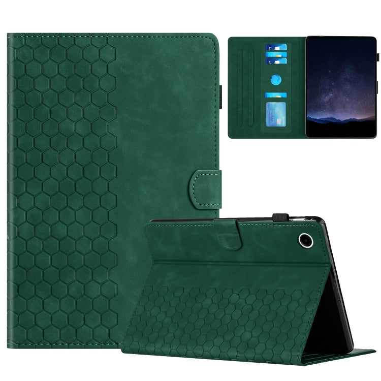 For Samsung Galaxy Tab A11+ / A9+ Honeycomb Embossed Leather Smart Tablet Case(Green) by bashfashion
