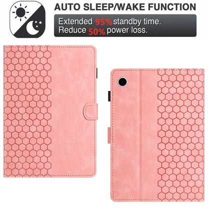For Samsung Galaxy Tab A11+ / A9+ Honeycomb Embossed Leather Smart Tablet Case(Pink) by bashfashion