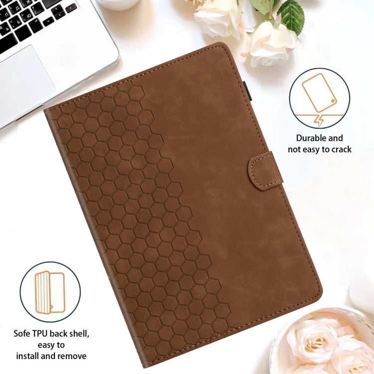 For Samsung Galaxy Tab A11 / A9 Honeycomb Embossed Leather Smart Tablet Case(Brown) by bashfashion