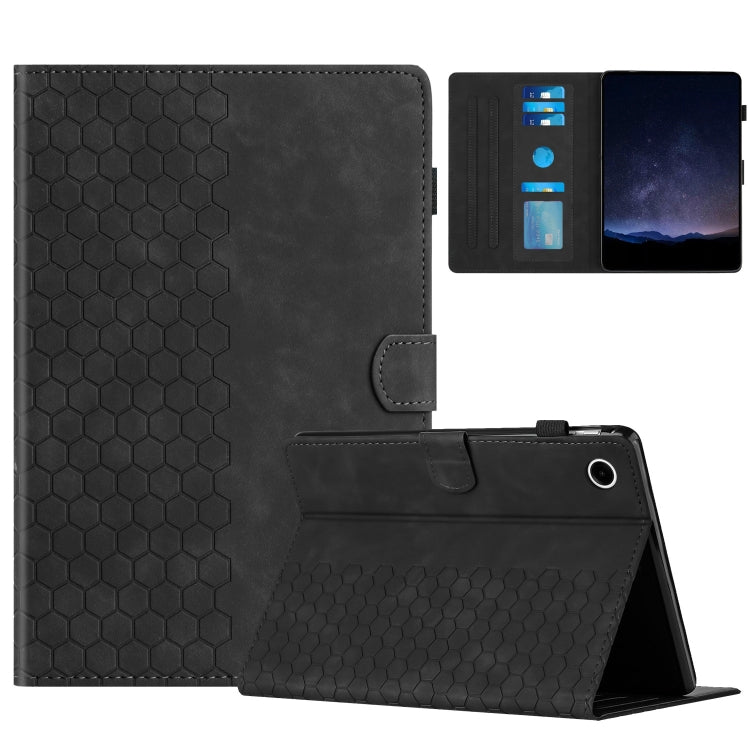 For Samsung Galaxy Tab A11 / A9 Honeycomb Embossed Leather Smart Tablet Case(Black) by bashfashion