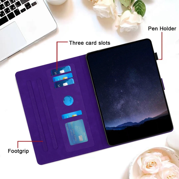 For Samsung Galaxy Tab A8 10.5 2021 X205 Honeycomb Embossed Leather Smart Tablet Case(Purple) by bashfashion