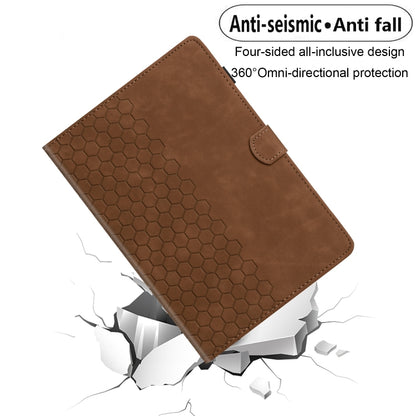 For Samsung Galaxy Tab A8 10.5 2021 X205 Honeycomb Embossed Leather Smart Tablet Case(Brown) by bashfashion