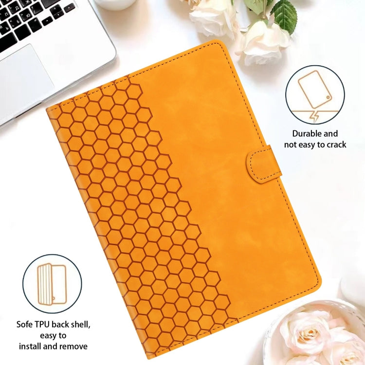 For Samsung Galaxy Tab A7 2020 T500 Honeycomb Embossed Leather Smart Tablet Case(Yellow) by bashfashion