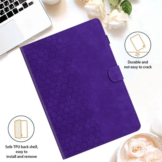 For Samsung Galaxy Tab A7 2020 T500 Honeycomb Embossed Leather Smart Tablet Case(Purple) by bashfashion