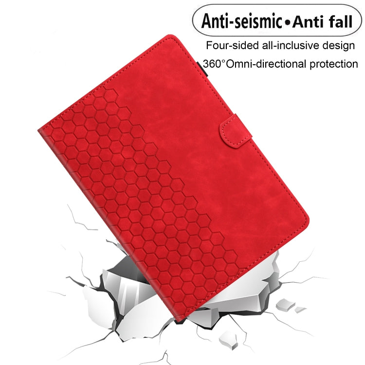 For Samsung Galaxy Tab A7 2020 T500 Honeycomb Embossed Leather Smart Tablet Case(Red) by bashfashion