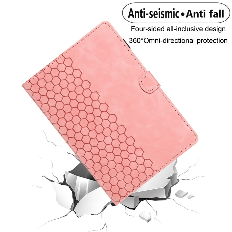 For Samsung Galaxy Tab A7 2020 T500 Honeycomb Embossed Leather Smart Tablet Case(Pink) by bashfashion