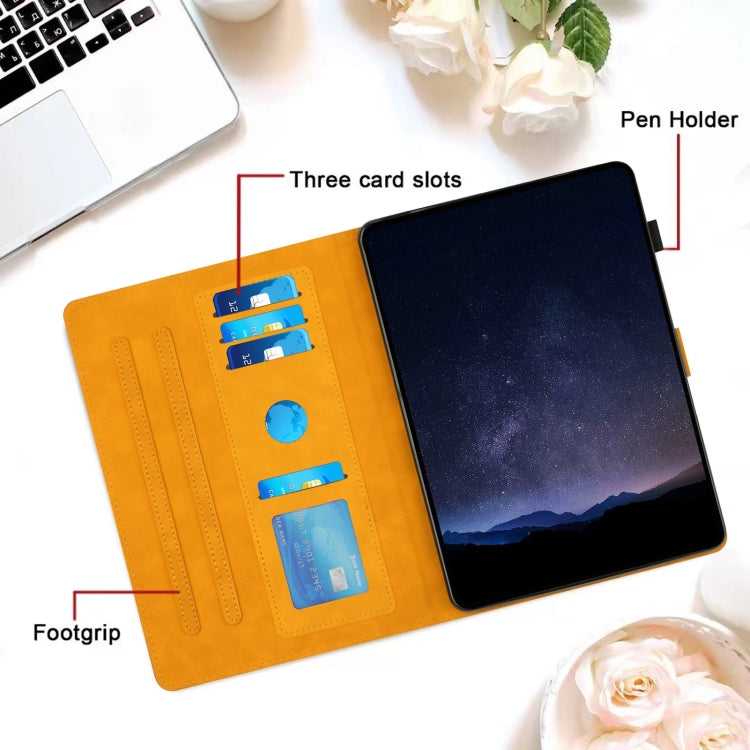 For Samsung Galaxy Tab S6 Lite P610 Honeycomb Embossed Leather Smart Tablet Case(Yellow) by bashfashion