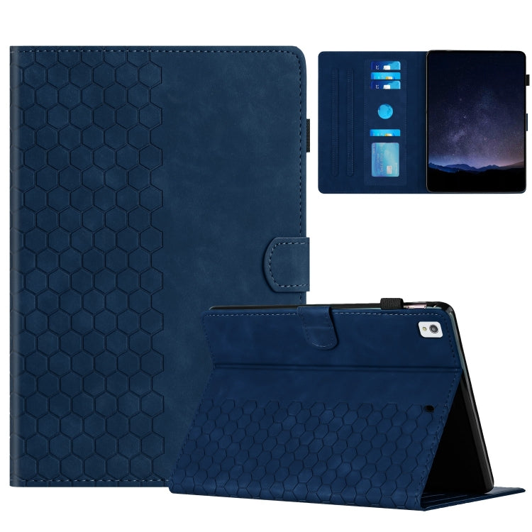 For Samsung Galaxy Tab S6 Lite P610 Honeycomb Embossed Leather Smart Tablet Case(Blue) by bashfashion