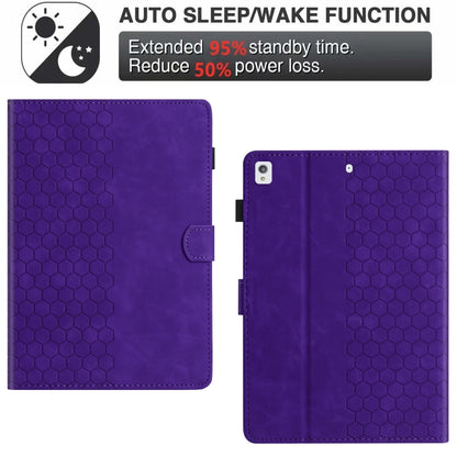 For Samsung Galaxy Tab S6 Lite P610 Honeycomb Embossed Leather Smart Tablet Case(Purple) by bashfashion