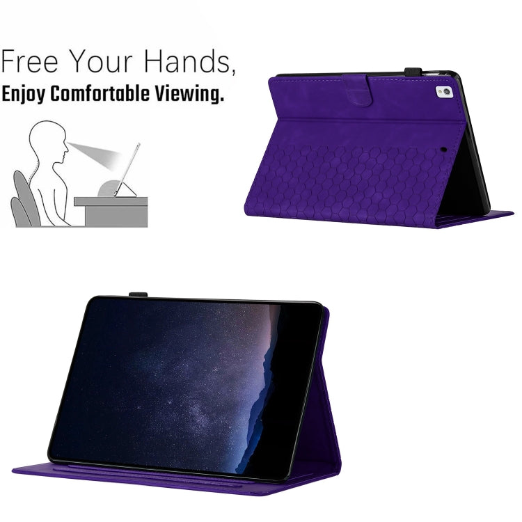 For Samsung Galaxy Tab S6 Lite P610 Honeycomb Embossed Leather Smart Tablet Case(Purple) by bashfashion