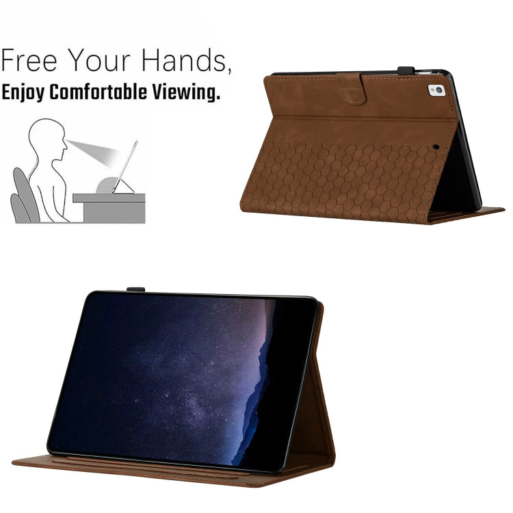 For Samsung Galaxy Tab S6 Lite P610 Honeycomb Embossed Leather Smart Tablet Case(Brown) by bashfashion