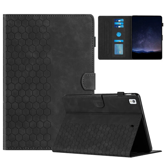 For Samsung Galaxy Tab S6 Lite P610 Honeycomb Embossed Leather Smart Tablet Case(Black) by bashfashion