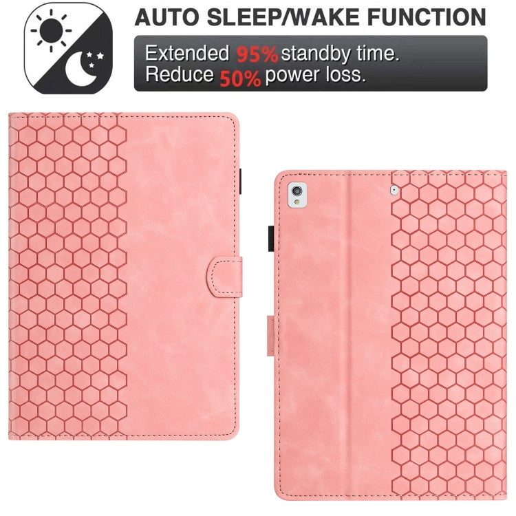 For Samsung Galaxy Tab S6 Lite P610 Honeycomb Embossed Leather Smart Tablet Case(Pink) by bashfashion