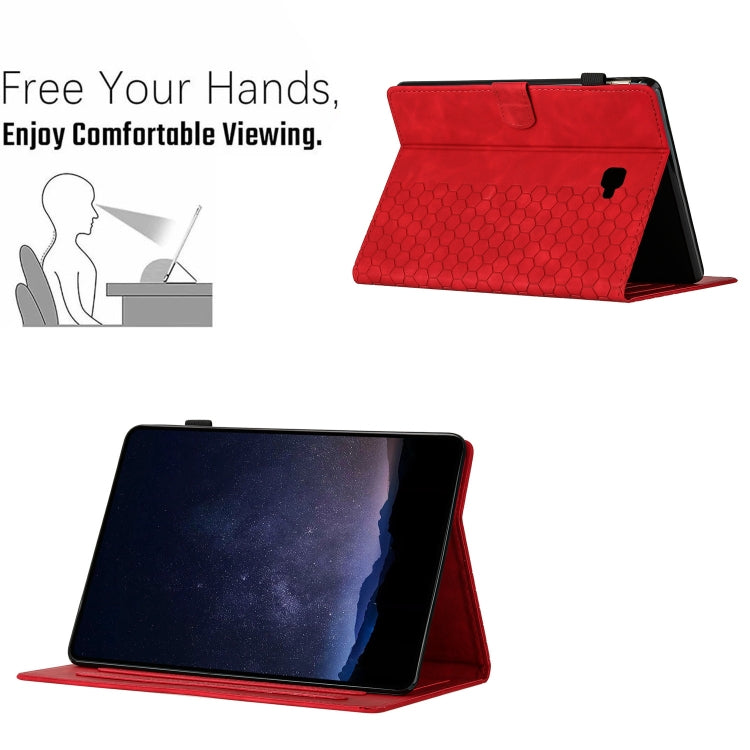 For Samsung Galaxy Tab A 10.1 2016 T580 Honeycomb Embossed Leather Smart Tablet Case(Red) by bashfashion