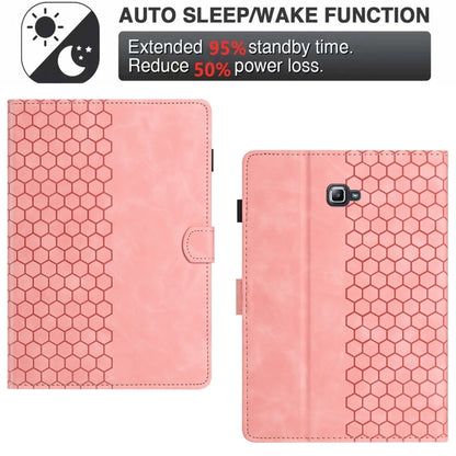 For Samsung Galaxy Tab A 10.1 2016 T580 Honeycomb Embossed Leather Smart Tablet Case(Pink) by bashfashion