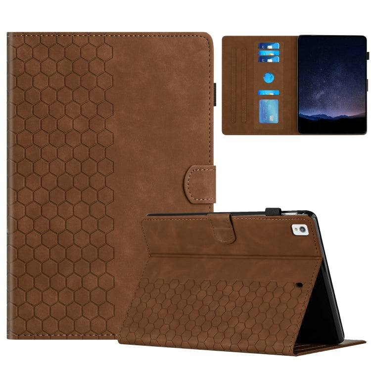 For Samsung Galaxy Tab A7 Lite T220 Honeycomb Embossed Leather Tablet Case(Brown) by bashfashion