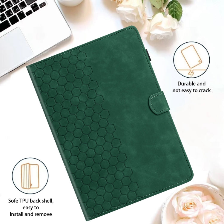 For Samsung Galaxy Tab A7 Lite T220 Honeycomb Embossed Leather Tablet Case(Green) by bashfashion