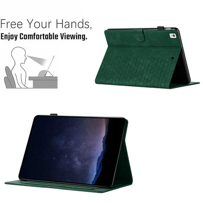 For Samsung Galaxy Tab A7 Lite T220 Honeycomb Embossed Leather Tablet Case(Green) by bashfashion