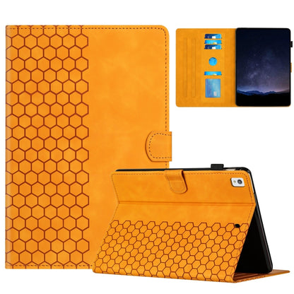 For Samsung Galaxy Tab A 10.1 2019 T510 Honeycomb Embossed Leather Tablet Case(Yellow) by bashfashion
